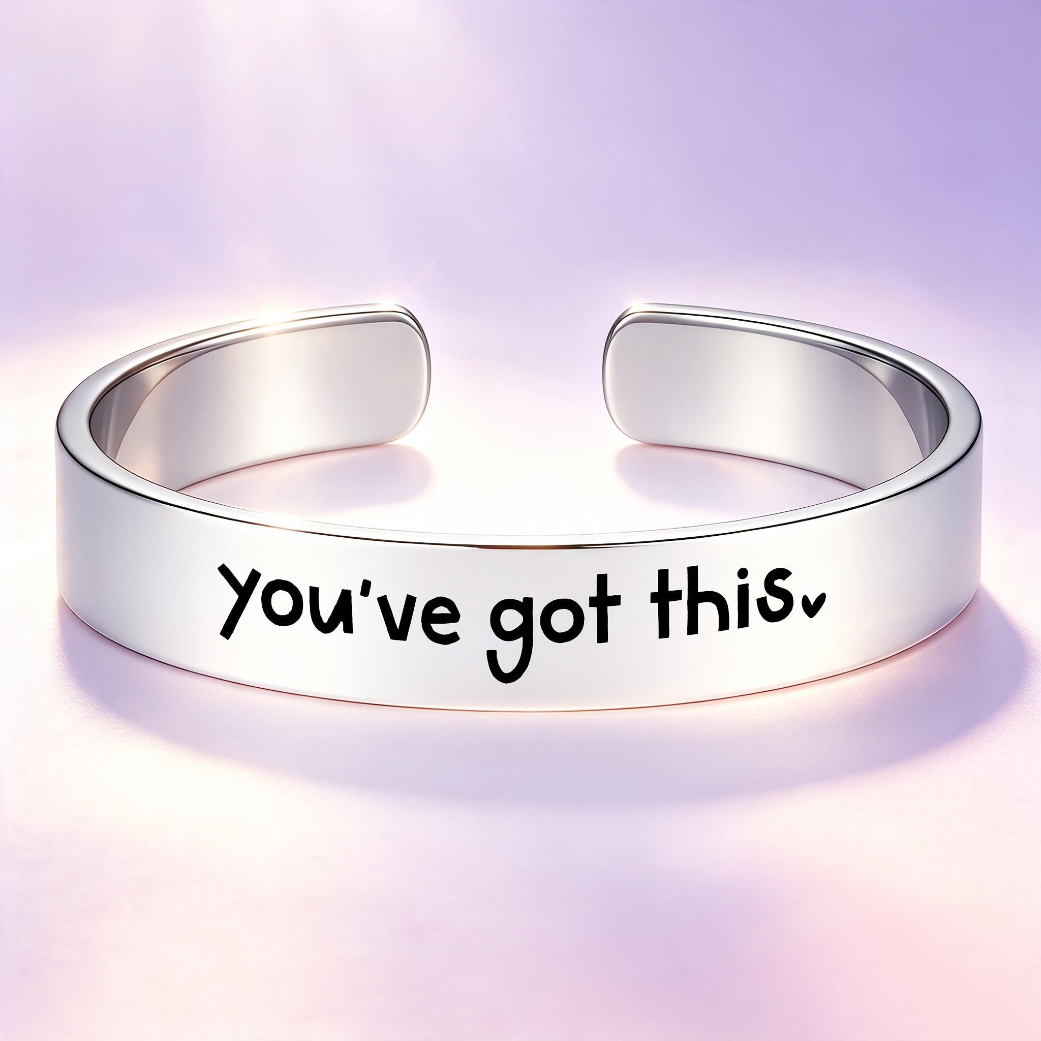 Inspirational Positive 304 Stainless Steel Open Bangle Bracelet